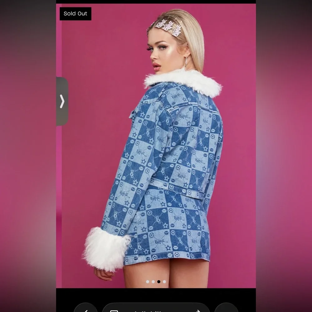 Dollskill x Bratz Denim Faux Fur Jacket and Mini Skirt - Picture 3 of 6